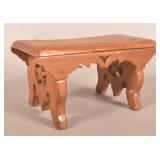 Antique Pennsylvania Walnut Folk Art Footstool.