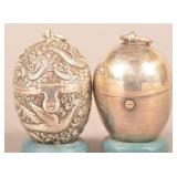 Two English Sterling Egg-Form Thimble Cases.