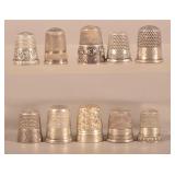Ten Various Antique/Vintage Silver Thimbles.