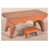 Two Antique Walnut Foot Stools.