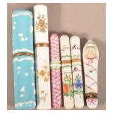 Six Antique Enameled and Porcelain Needle Cases.