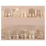 Ten Various Antique/Vintage Sterling Thimbles.