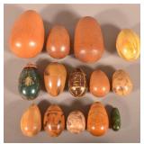 Lot of Various Antique Wooden Eggs.