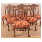 Set of 6 Carved Mahogany Dining Chairs.