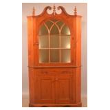 PA Federal Cherry 2-Part Corner Cupboard.