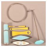Lot of Enameled Sterling Sewing Accessories.