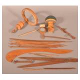 Lot of Antique/Vintage Wooden Sewing Accessories.