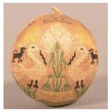 18th C. Silk Needlework Sewing Ball Pin Cushion.