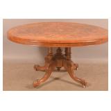 American Victorian Burlwood Breakfast Table.