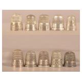 Ten Various Antique/Vintage Silver Thimbles.