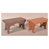 Two Antique Pennsylvania Walnut Foot Stools.