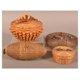 Four Various Woven Sewing-Related Baskets.