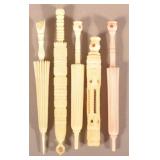 Five Antique Carved Bone Needle Cases.