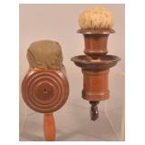Two 19th C. Rosewood C-Clamp Pin Cushions.