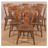 Set of 6 PA Splat-Back Plank-Seat Side Chairs.