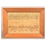 Small 19th Century Needlework Sampler.