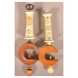 Two English Maple And Bone Sewing Clamps.