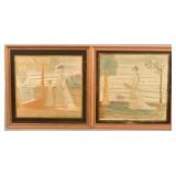 Two Early 19th Century Silk Mourning Needleworks.