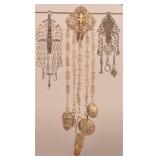 Ornate Nickeled Brass Filigree Chatelaine.