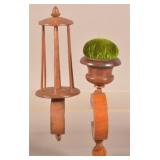 Antique Maple C-Clamp Pin Cushion and Winder.