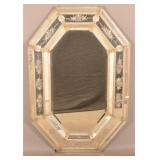 Antique Octagonal Venetian Mirror with Glass Trim.