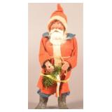 German Pre-War Santa Claus in Red Felt Robe.