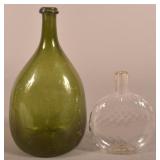 Two Early 19th C. Blown Glass Flasks.