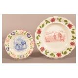 Two Staffordshire China Transfer Proverb Plates.