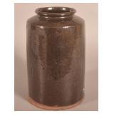 Very Large Antique Redware Tobacco Jar.