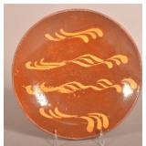 PA 19th Century Glazed Redware Large Plate.