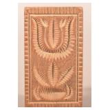 Tulip Carved Mahogany Rectangular Butter Print.