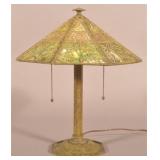 Bradley & Hubbard Art Deco Slag Glass Table Lamp.