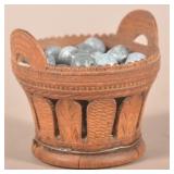 Antique Turned and Carved Wood Berry Basket.