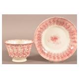 Red Spatter China Cluster of Buds Cup & Saucer.