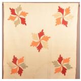 Antique Oak Leaf Pinwheel Pattern Quilt