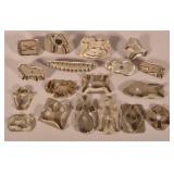 Lot of 18 Antique PA Tin Figural Cookie Cutters.