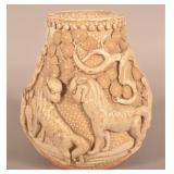 Antique Chinese Cream Glaze Terracotta Vase.