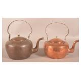 Two Early 19th Century PA Copper Teapots.