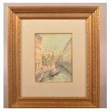 T. Spang Watercolor Venice Painting.