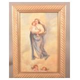 M. B. Leisz Watercolor Religious Genre Painting.