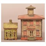 Two Antique Cast Iron Building Still Banks.