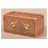 PA Tulip-Decorated Softwood Slide-Lid Spice Box.