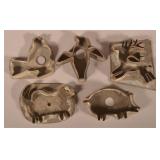 Five Fine Antique Animal-Form Tin Cookie Cutters.
