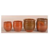 Four PA 19th C. Glazed Redware Storage Jars.