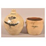 Athens, NY 3-Gal. Stoneware Jug & 2-Gal. Crock.