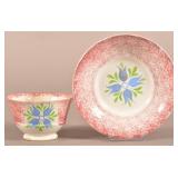 Red Spatter Cluster of Buds Pattern Cup & Saucer.