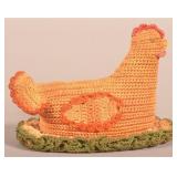 Vintage PA Hen on Nest Crochet Yarn Pin Cushion.