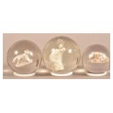 Three Antique White Sulphide Marbles.