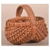 Woven Splint Buttocks-Form Egg or Berry Basket.