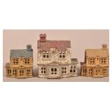 Three Antique Cast Iron Cottage Still Banks.